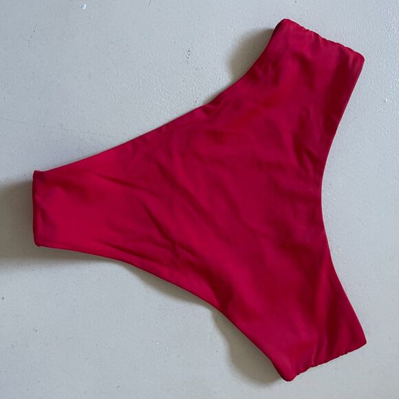 Zaful Swimwear Cheeky Stretch High-Waisted Bikini Bottom Hot Red Size 6 - Picture 2 of 7